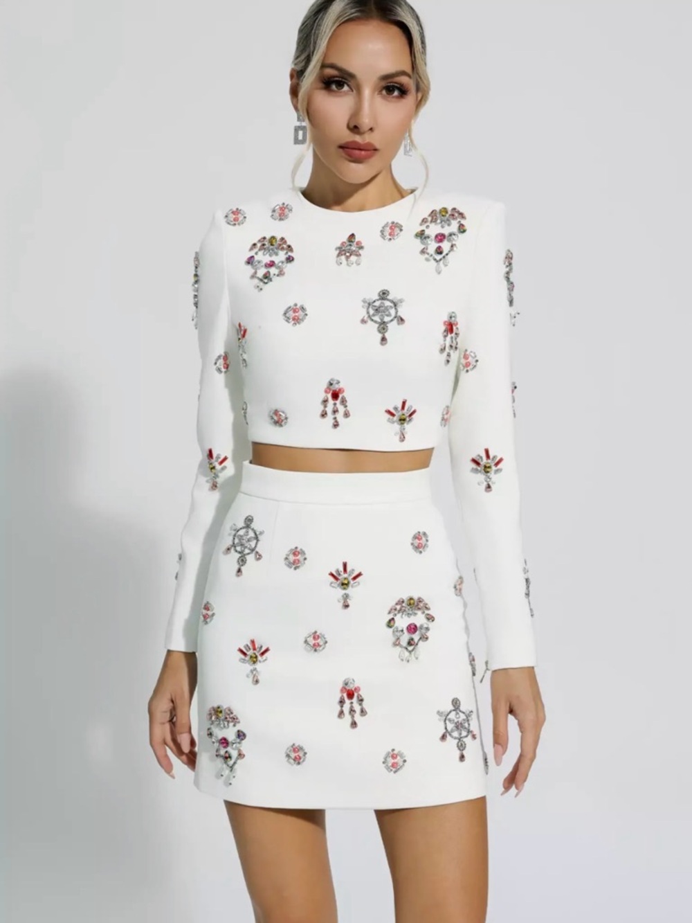 Catchall Embellished White Coord Set